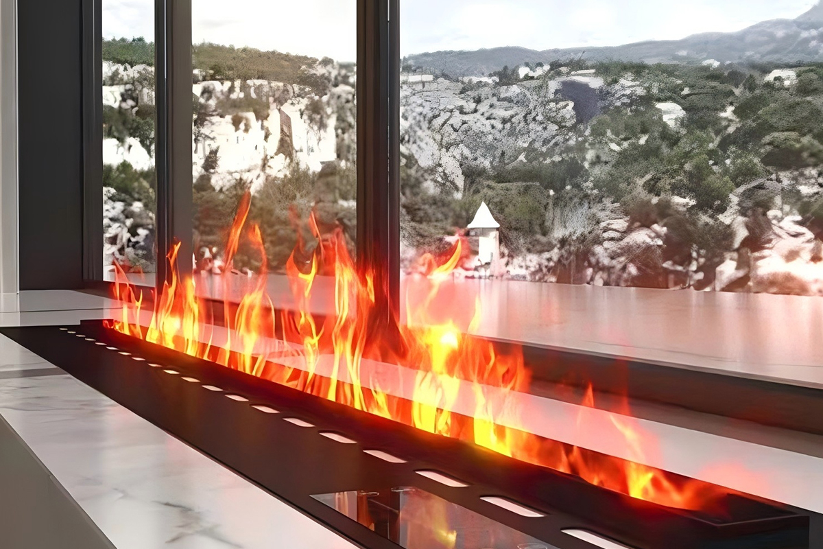 Exquisite 3d fireplace with coloured flames